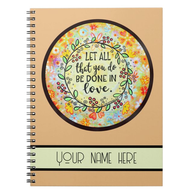 Inspirational Love Floral Pretty Personalised Notebook (Front)