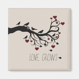 Inspirational Love Grows Hearts Tree Branch Birds Magnet