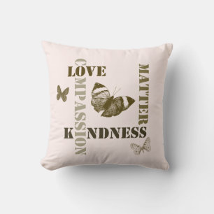 Inspirational Love Pink Brown Butterfly Cushion