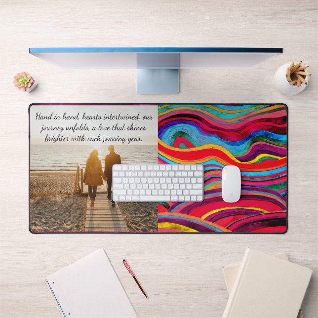 INSPIRATIONAL LOVE QUOTE WATERCOLOR FUNKY STRIPE DESK MAT (Office 1)