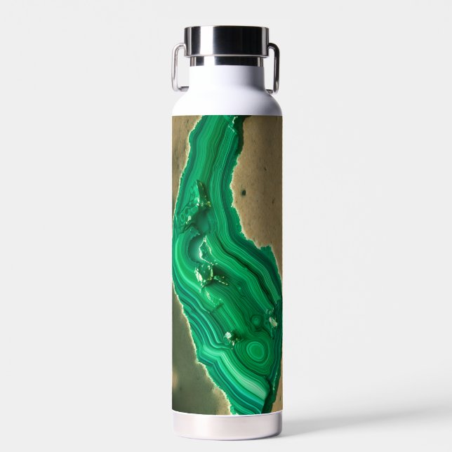 Inspirational Malachite Crystal Green Stone Rock Water Bottle (Front)
