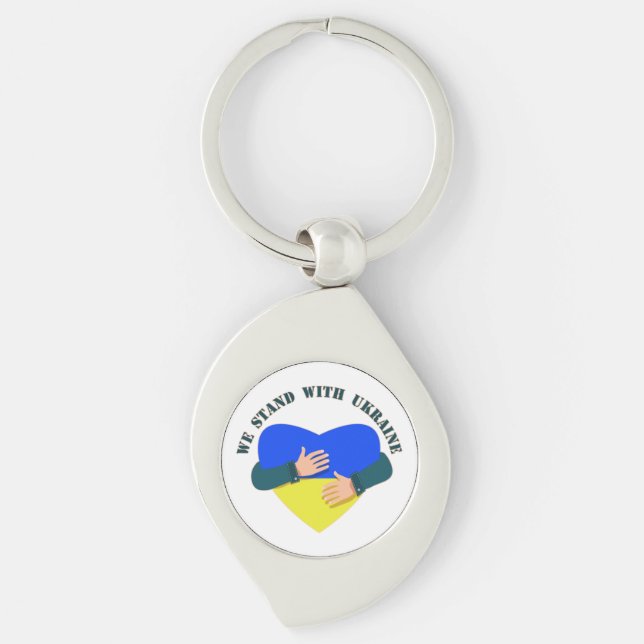 Inspirational message We stand with Ukraine  Key Ring (Front)
