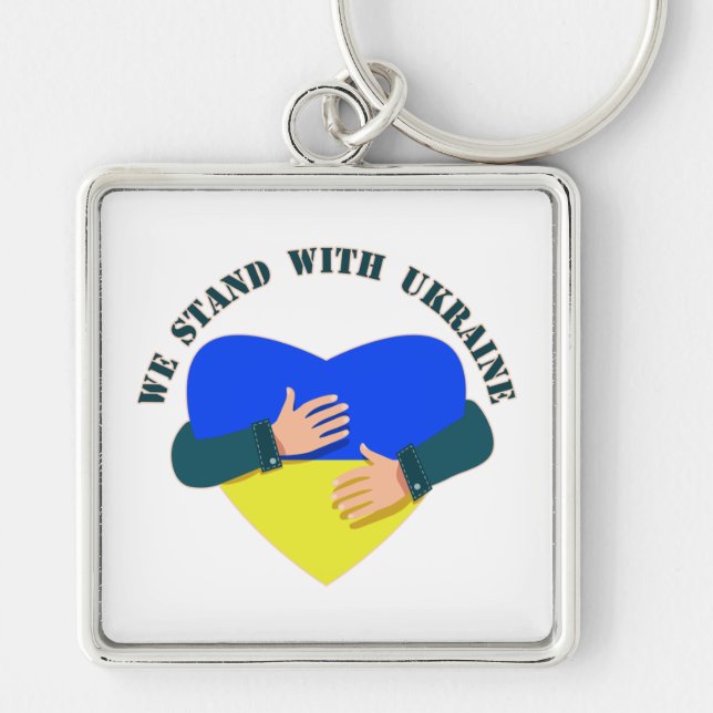 Inspirational message We stand with Ukraine  Key Ring (Front)
