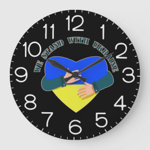 Inspirational message We stand with Ukraine Large Clock