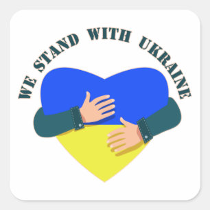 Inspirational message We stand with Ukraine Square Sticker