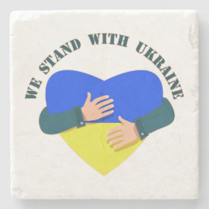 Inspirational message We stand with Ukraine Stone Coaster
