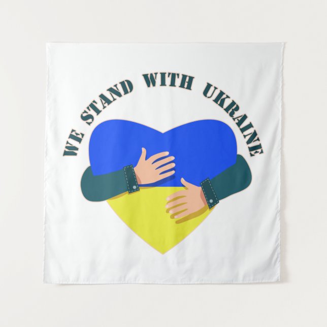 Inspirational message We stand with Ukraine Tapestry (Front)