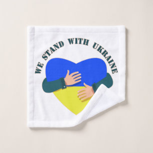 Inspirational message We stand with Ukraine  Wash Cloth