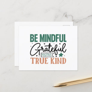 Inspirational mindful grateful positive kind word  postcard