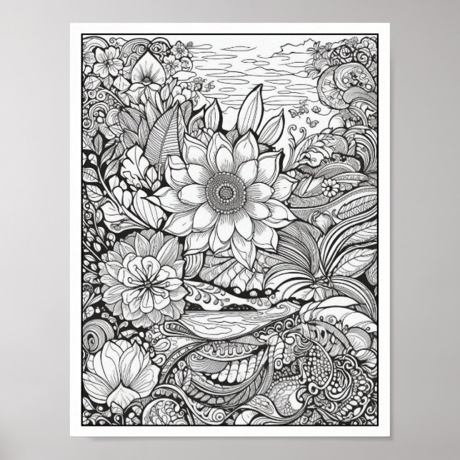 Inspirational/Mindfulness Adult Colouring Poster (Front)