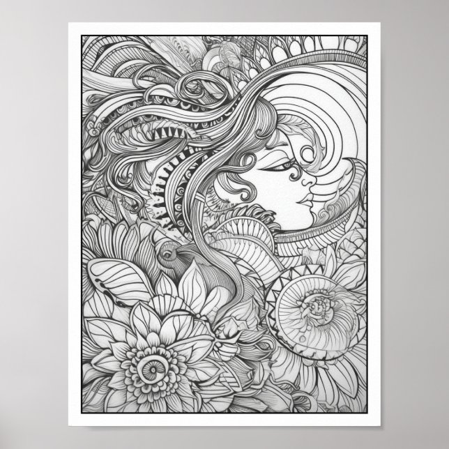 Inspirational/Mindfulness Adult Colouring Poster (Front)