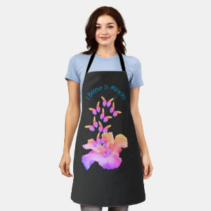 Inspirational Miracles Hibiscus And Butterflies   Apron