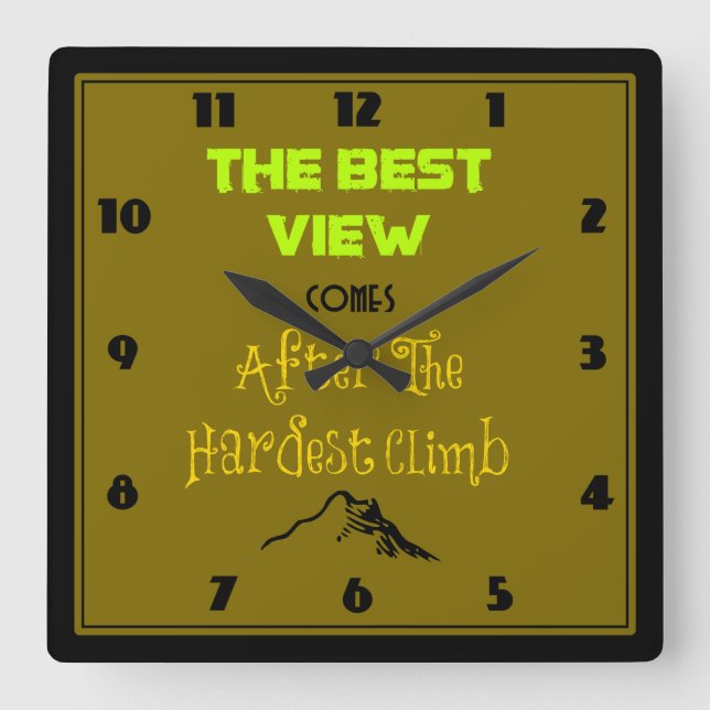Inspirational Motivating Quote Typography Square Wall Clock (Front)