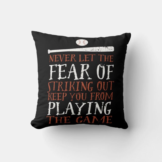 Inspirational Motivational Baseball Sport Quote Cushion (Front)