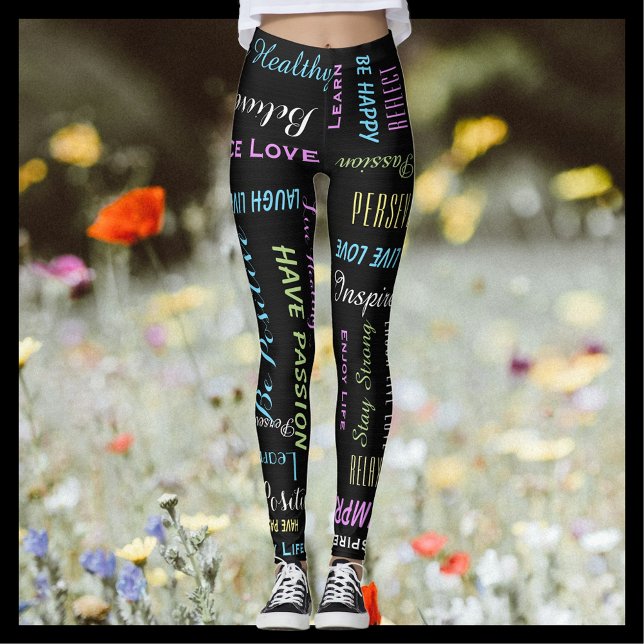 Inspirational Motivational Black and Pastel Yoga Leggings (Creator Uploaded)