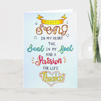 Inspirational & motivational cards: Singing Thanks Thank You Card