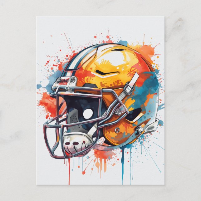 Inspirational Motivational Football Helmet  Holiday Postcard (Front)