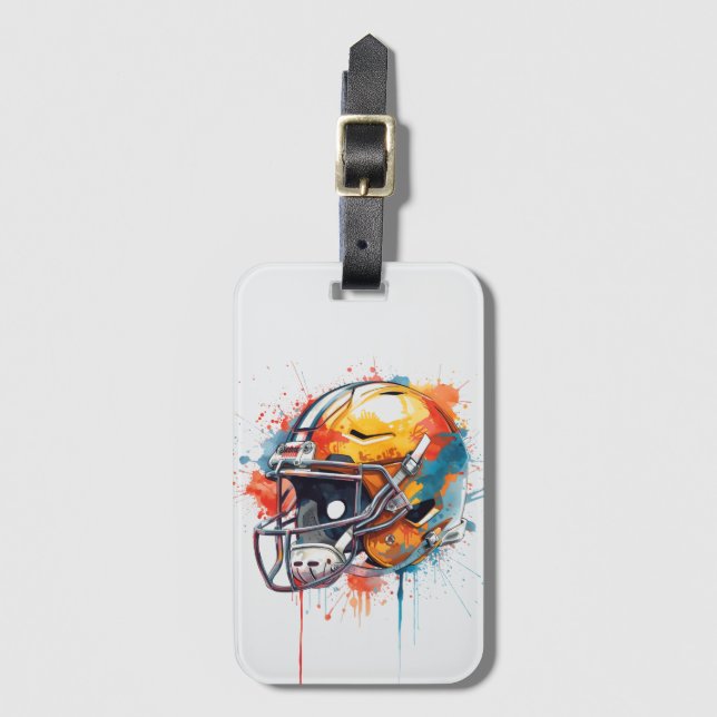 Inspirational Motivational Football Helmet  Luggage Tag (Front Vertical)