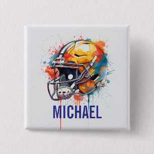 Inspirational Motivational Football Helmet Name 15 Cm Square Badge