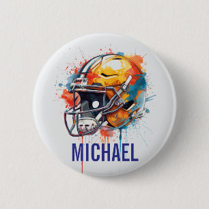 Inspirational Motivational Football Helmet Name 6 Cm Round Badge