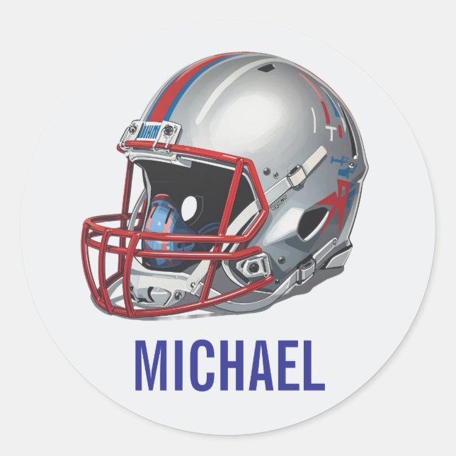 Inspirational Motivational Football Helmet Name Classic Round Sticker (Front)