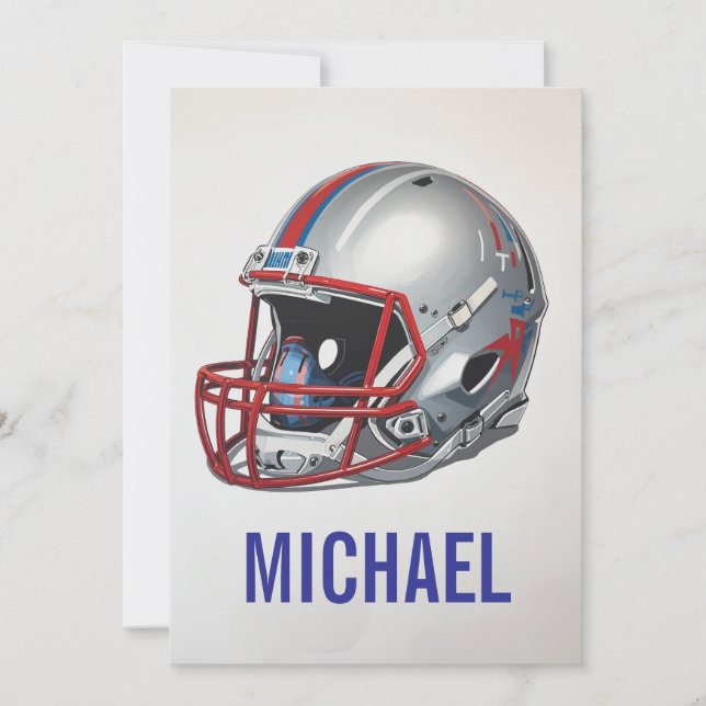 Inspirational Motivational Football Helmet Name Holiday Card (Front)