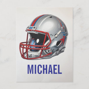 Inspirational Motivational Football Helmet Name Holiday Postcard