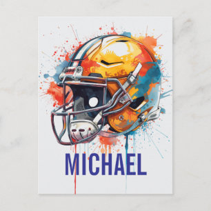 Inspirational Motivational Football Helmet Name Holiday Postcard