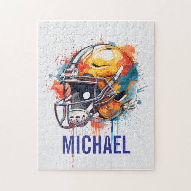 Inspirational Motivational Football Helmet Name Jigsaw Puzzle (Vertical)