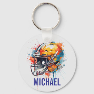 Inspirational Motivational Football Helmet Name Key Ring