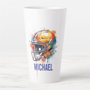 Inspirational Motivational Football Helmet Name Latte Mug