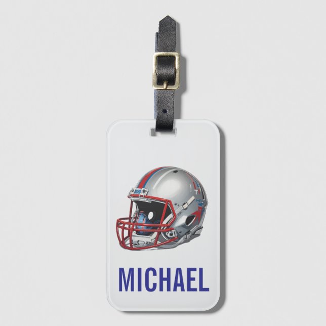 Inspirational Motivational Football Helmet Name Luggage Tag (Front Vertical)