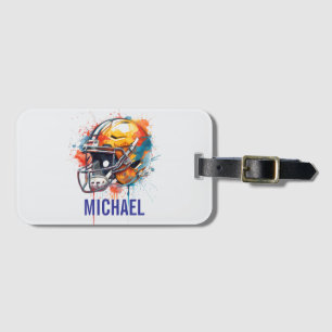 Inspirational Motivational Football Helmet Name Luggage Tag