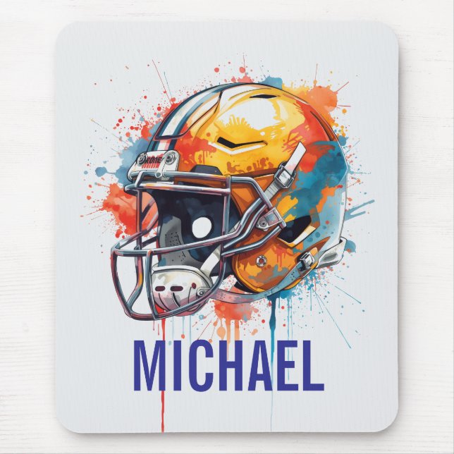Inspirational Motivational Football Helmet Name Mouse Mat (Front)