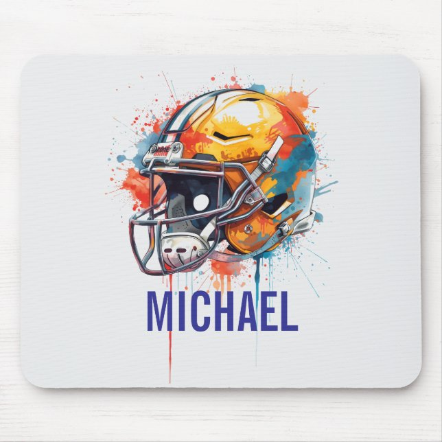 Inspirational Motivational Football Helmet Name Mouse Mat (Front)