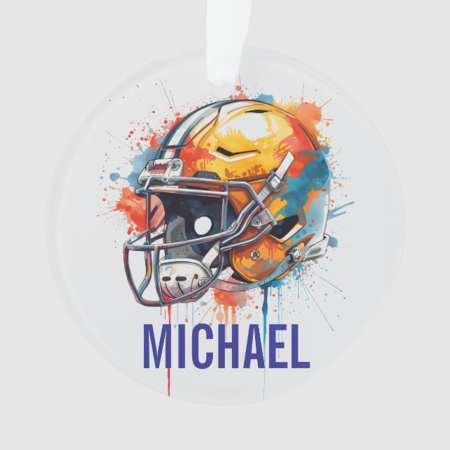 Inspirational Motivational Football Helmet Name Ornament (Front)