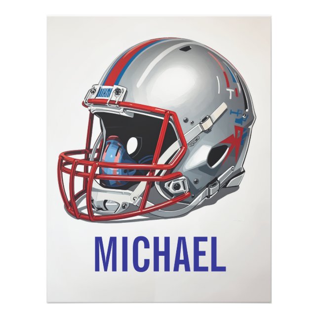 Inspirational Motivational Football Helmet Name Photo Print (Front)