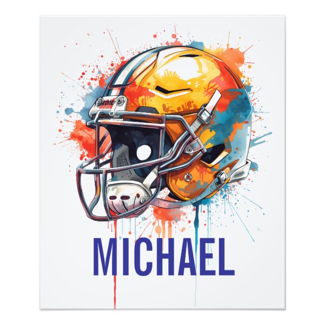 Inspirational Motivational Football Helmet Name Photo Print (Front)