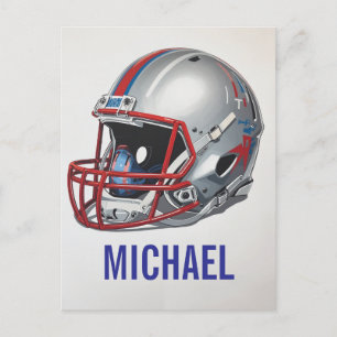 Inspirational Motivational Football Helmet Name Postcard