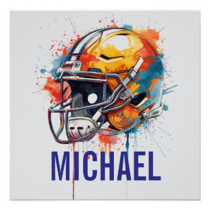 Inspirational Motivational Football Helmet Name Poster