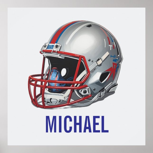 Inspirational Motivational Football Helmet Name Poster (Front)