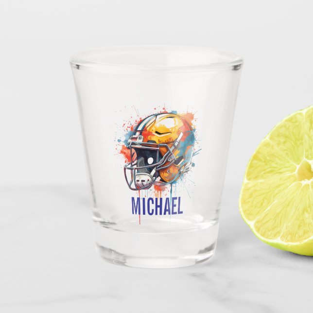 Inspirational Motivational Football Helmet Name Shot Glass (Front)