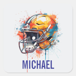 Inspirational Motivational Football Helmet Name Square Sticker