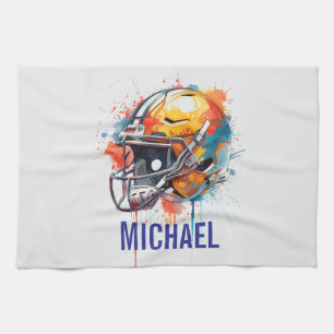 Inspirational Motivational Football Helmet Name Tea Towel