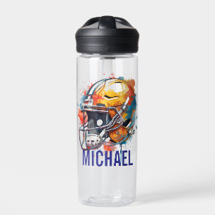 Inspirational Motivational Football Helmet Name Water Bottle