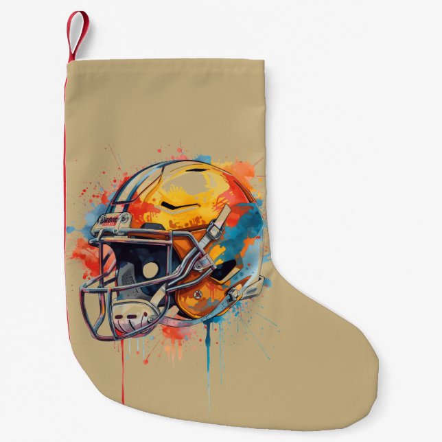 Inspirational Motivational Football Helmet Small Christmas Stocking (Front)