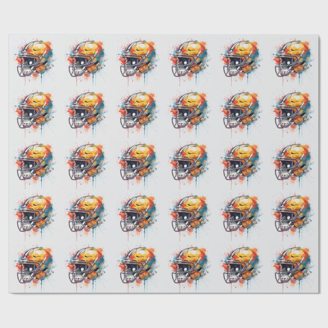 Inspirational Motivational Football Helmet  Wrapping Paper (Flat)