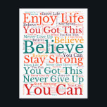 Inspirational Motivational Phrases WordArt Pattern Holiday Postcard<br><div class="desc">Send someone encouraging positive vibes with this pattern of inspirational motivational phrases such as Enjoy Life,  you Got This,  You Can,  Believe,  Stay Strong,  Never Give Up,  in red,  orange,  teal,  yellow and purple.</div>