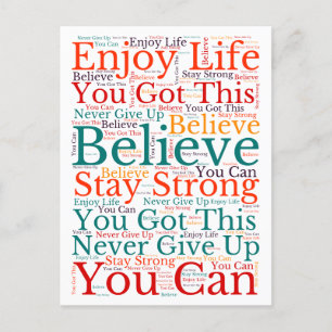 Inspirational Motivational Phrases WordArt Pattern Holiday Postcard
