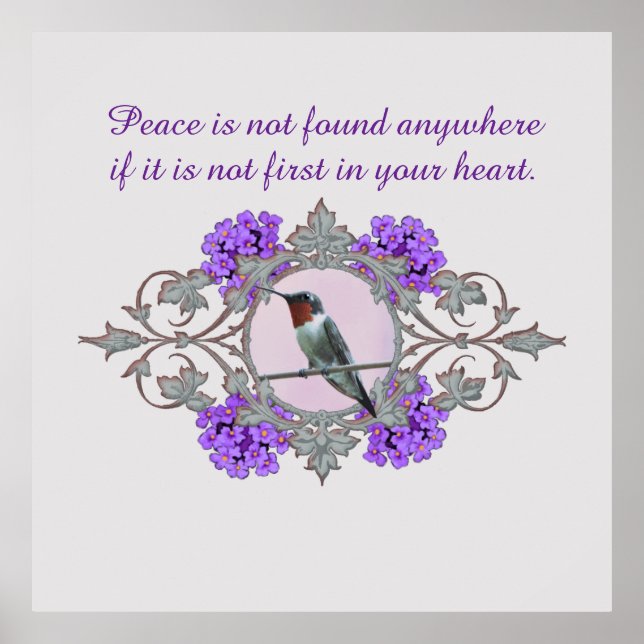 Inspirational Motivational Quote and Hummingbird Poster (Front)